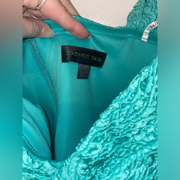 NEW! Tadashi Shoji Audrie Off Shoulder Jacquard Dress 👗 Jasmine Green sz 14 NWT - Picture 12 of 15